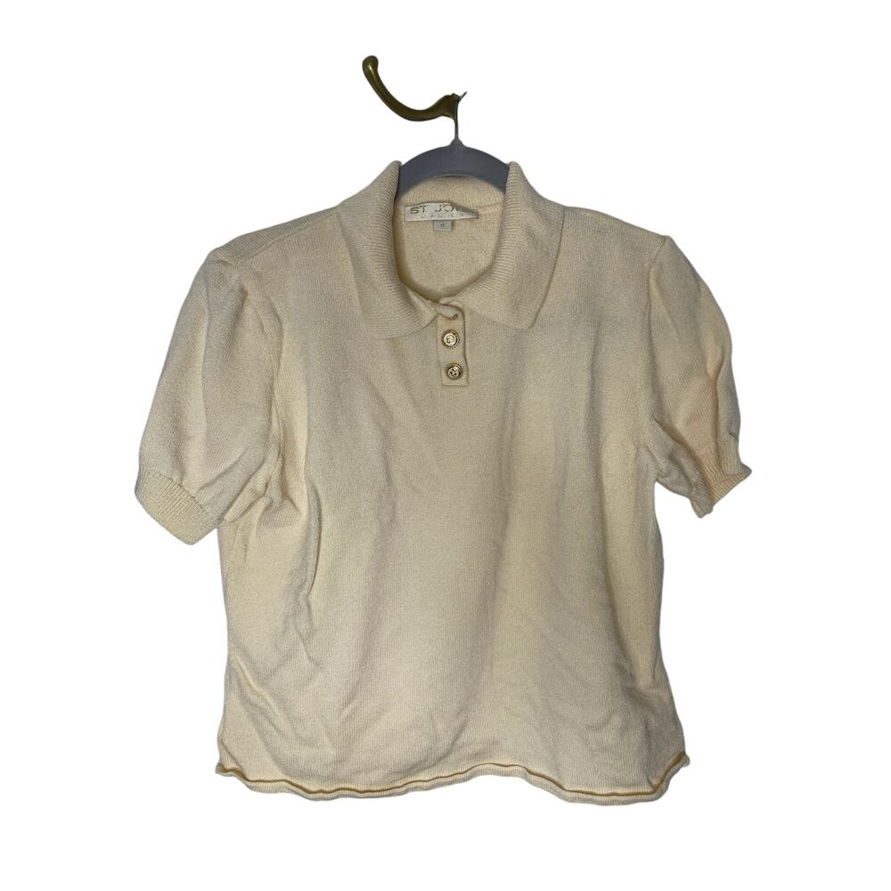 St. John Basics Womens Polo Shirt Short Sleeve Collared Casual Golf Preppy Sz M